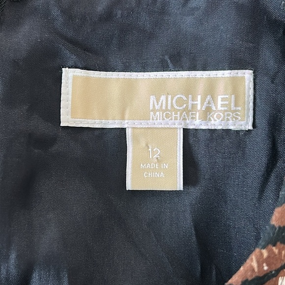 2198- MICHAEL Michael Kors Sleeveless Sheath Print Pencil Stretch Dress Size 12 - Picture 6 of 8